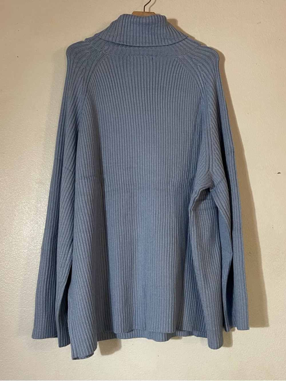 Women's Ribbed Light Blue Turtleneck Sweater
